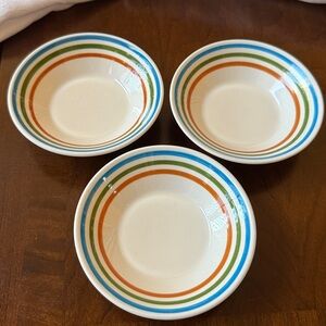 Syracuse China Syralite Spectrum Rainbow Stripe fruit or sauce 4.75” 3 bowls